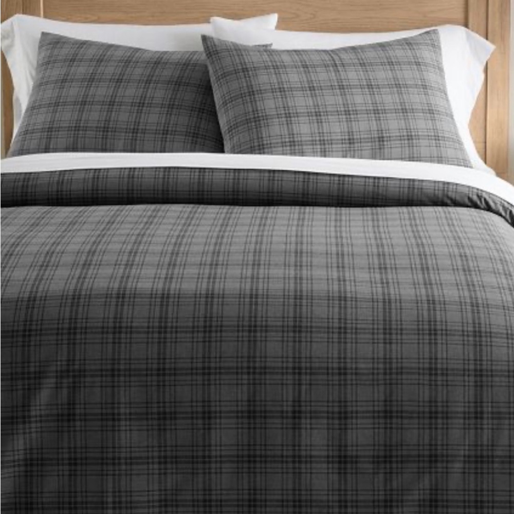 Pottery Barn Teen | PB Dorm Branson Plaid Twin Duvet Cover and Sham Gray/Black